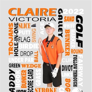 Golf Word Collage with photo, golf collage, golf words, Sports collage, senior night, sports banquet, golf gift, golf word collage