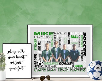 Soccer Word Collage with photo, soccer collage, soccer words, soccer photo, senior night, sports banquet, soccer gift, soccer