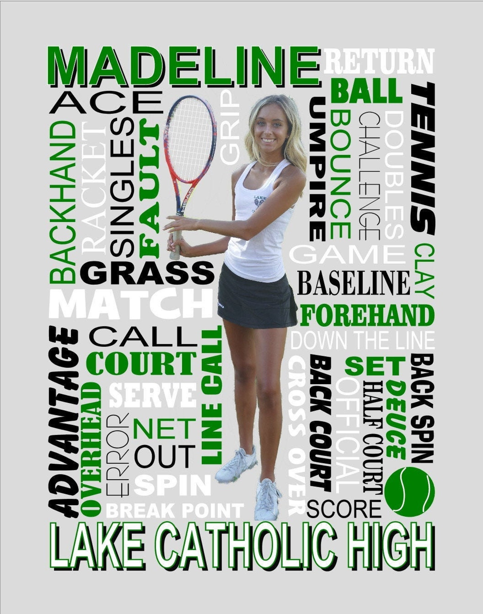 Tennis Word Collage With Photo Tennis Collage Tennis Words Etsy