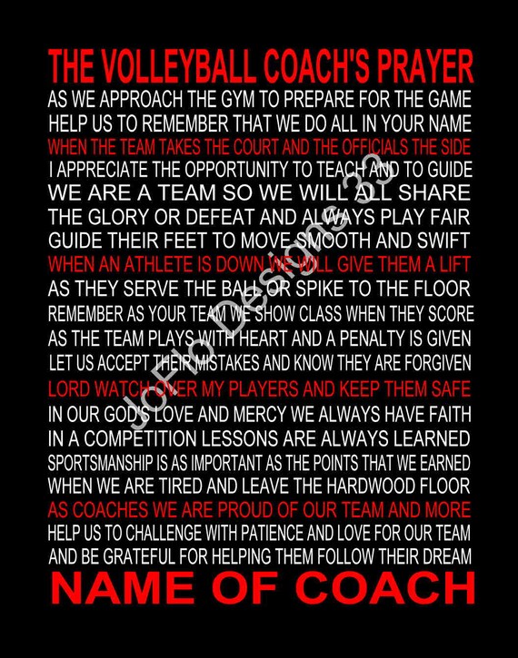 The Volleyball Coach's Prayer Personalized Volleyball Etsy