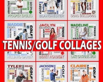 Golf  Collage, Tennis Collage, Golf Gift, Tennis Gift, Senior Night, Sports Banquet, Golf Coach Gift, Tennis Coach Gift, Tennis Team Gift