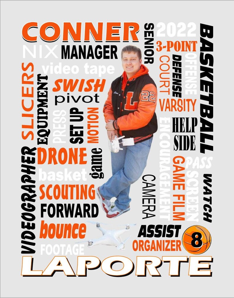 Trainer Collage, Videographer Collage, Manager Collage, Custom Collages, Sports Collages, Trainer Print, Videographer Print, Manager Print image 3