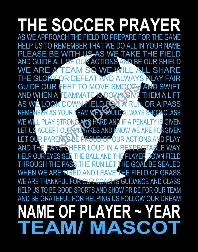 The Soccer Prayer With Ball Personalized Soccer Prayer Etsy