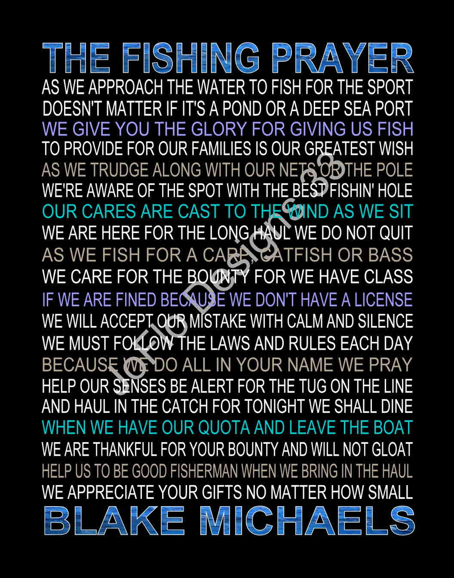 The Fisherman's Prayer Personalized Fisherman Fishing Etsy