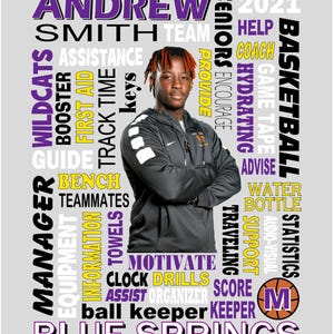 Trainer Collage, Videographer Collage, Manager Collage, Custom Collages, Sports Collages, Trainer Print, Videographer Print, Manager Print image 2