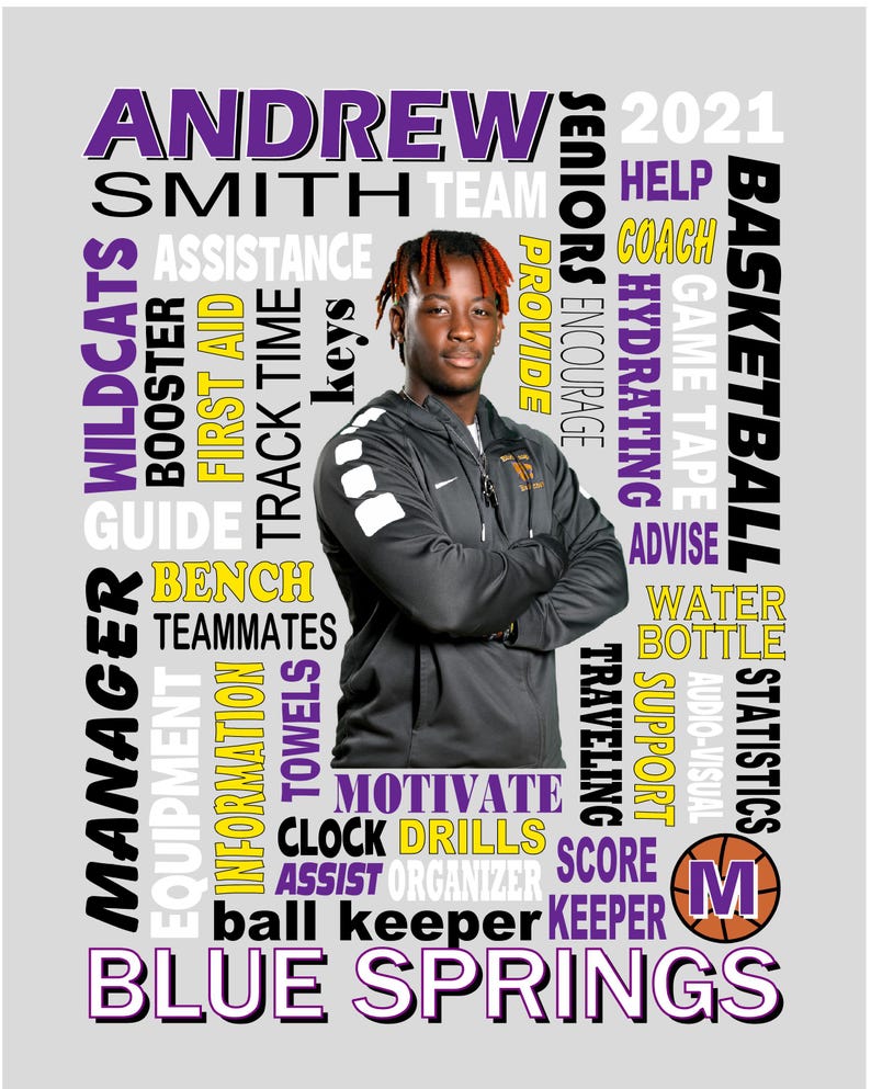 Trainer Collage, Videographer Collage, Manager Collage, Custom Collages, Sports Collages, Trainer Print, Videographer Print, Manager Print image 2