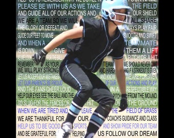 The Softball Prayer personalized  with photo, softball print, softball prayer, Sports Banquet, Senior Night, prayer for softball