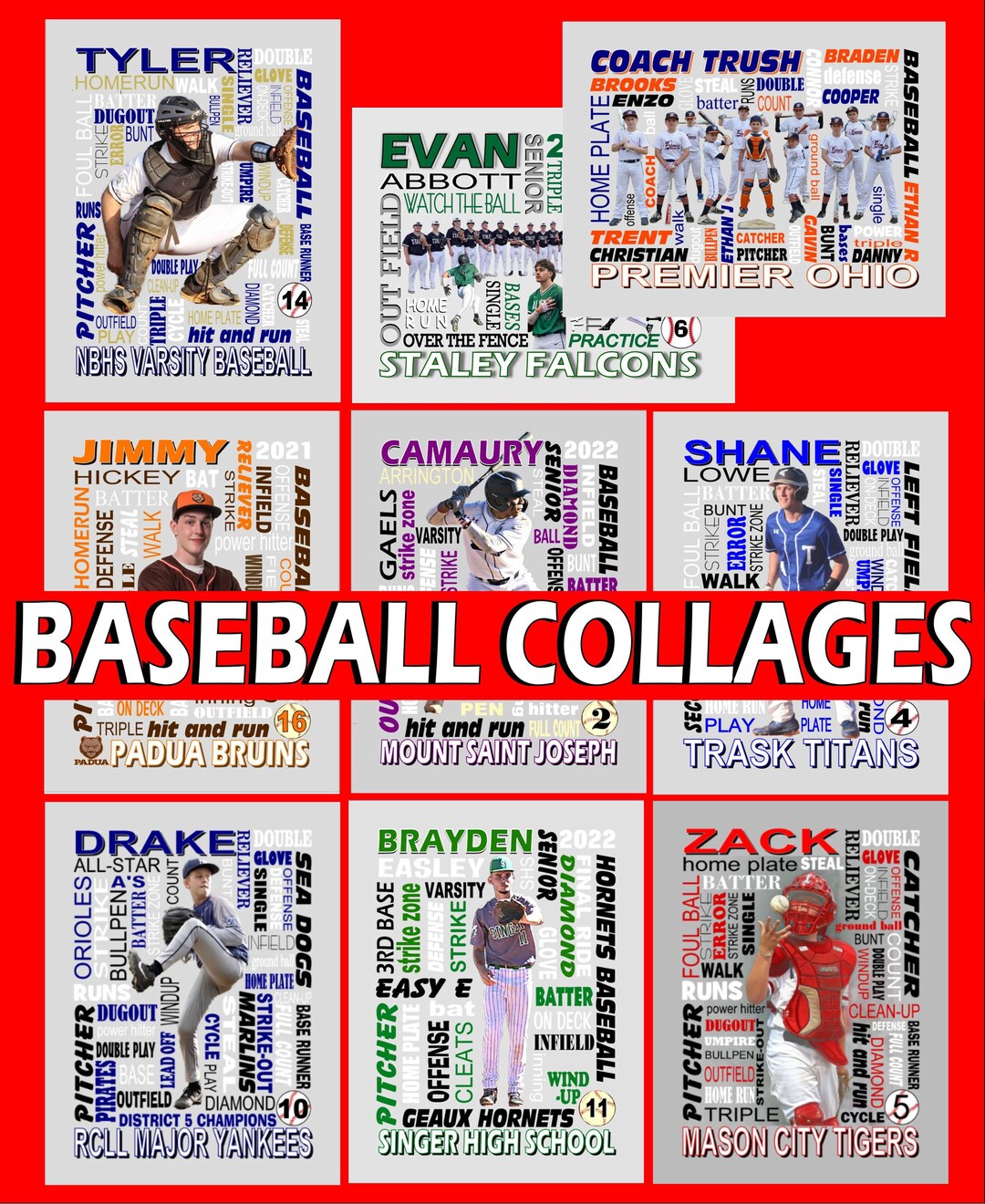 Baseball Collage With Photo, Baseball Team Collage, Baseball Coach ...