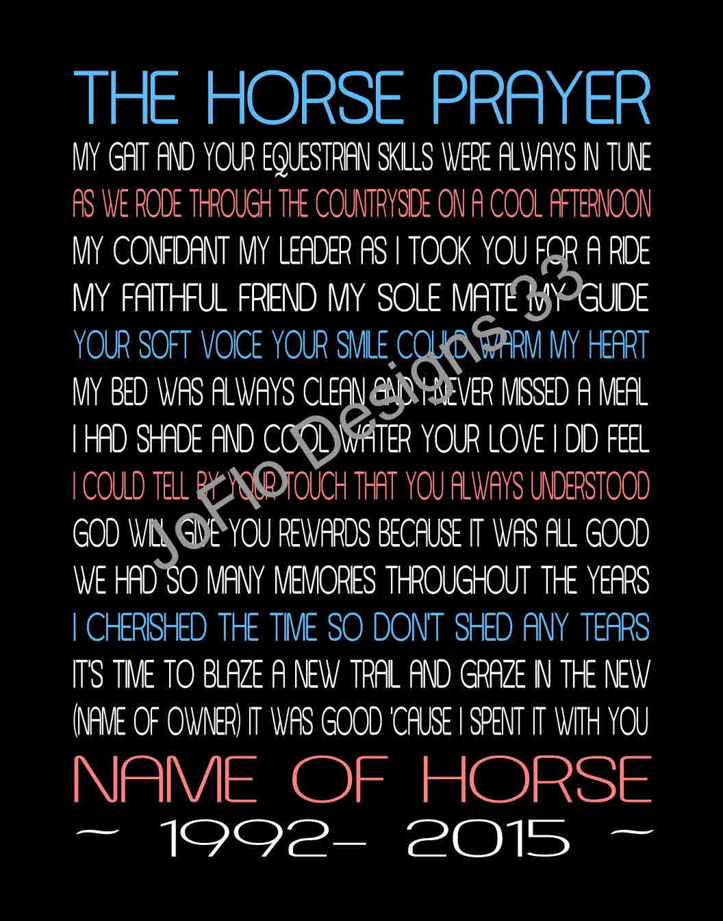 Horse Prayer Memory of a Horse A Horse Who Died Horse Etsy