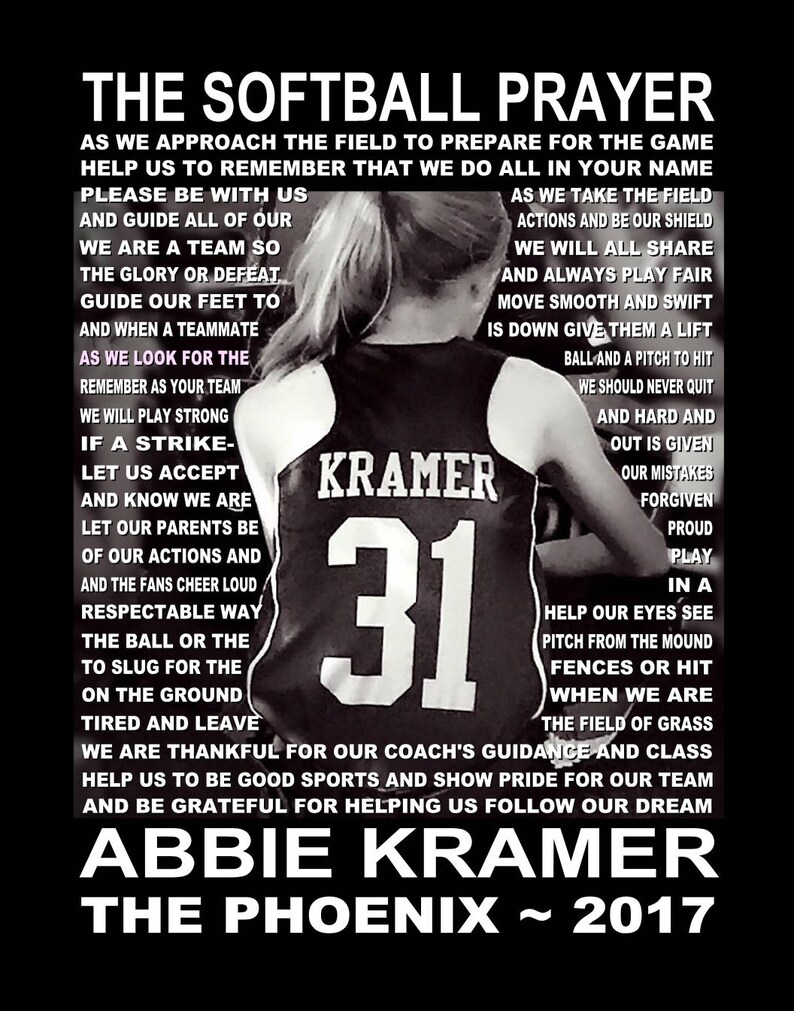 The Softball Prayer Personalized With Photo Softball Prayer Etsy