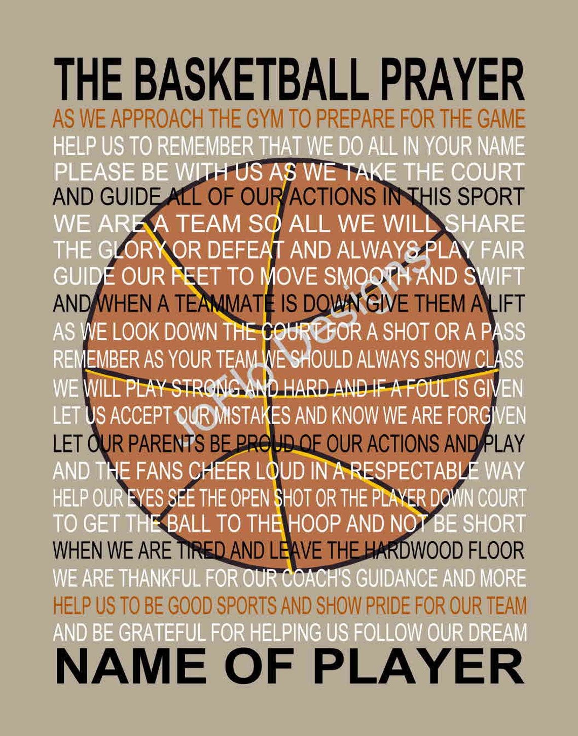 The Basketball Team Prayer Personalized Basketball Prayer | Etsy