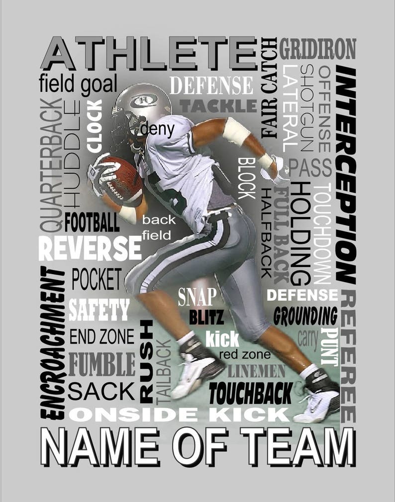 Football Word Collage With Photo Football Collage Football Etsy