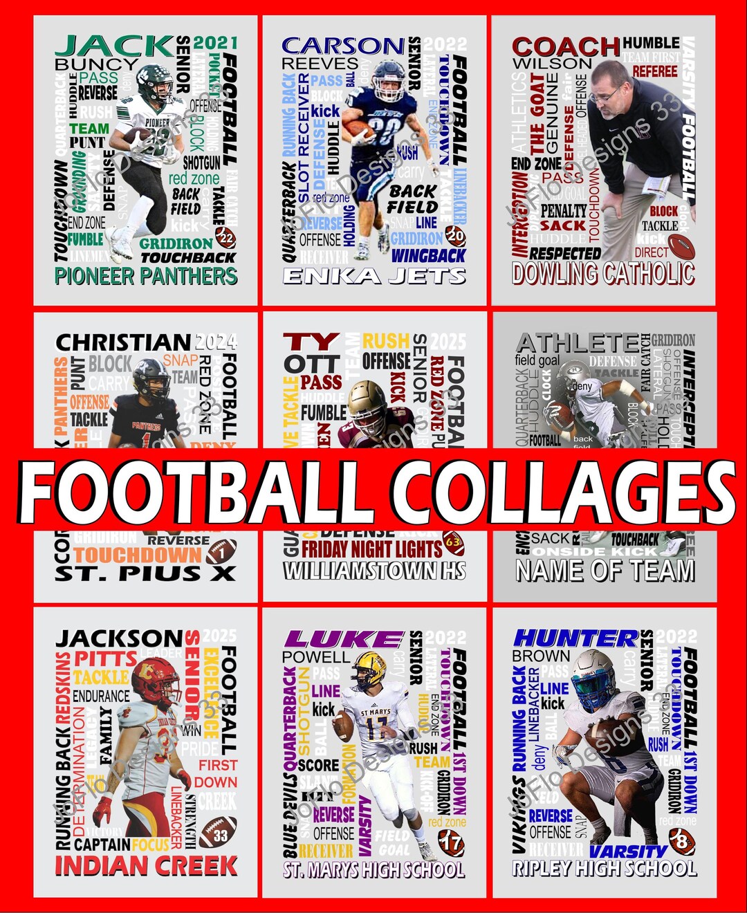 Football Collage , Football Print, Senior Night, Sports Banquet ...