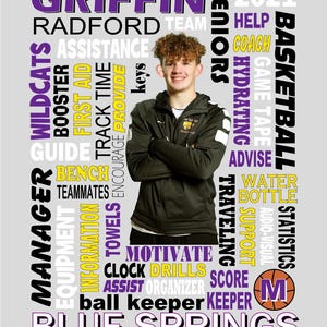 Trainer Collage, Videographer Collage, Manager Collage, Custom Collages, Sports Collages, Trainer Print, Videographer Print, Manager Print image 9