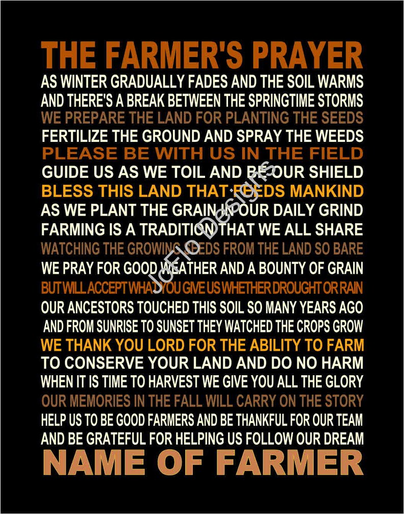 The Farmer Prayer Personalized Farmers Print Print for Etsy