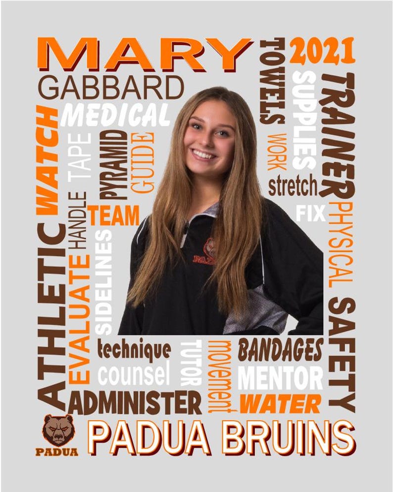 Trainer Collage, Videographer Collage, Manager Collage, Custom Collages, Sports Collages, Trainer Print, Videographer Print, Manager Print image 5