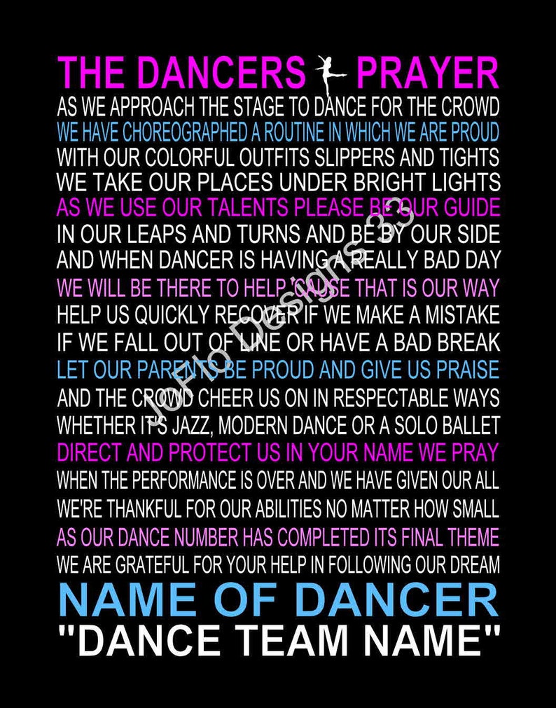 The Dancer Prayer personalized Dancer Dancer Poem Dancing Etsy