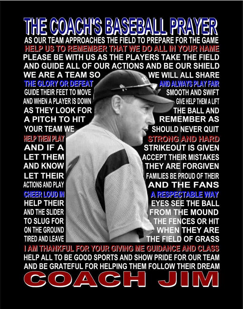 The Baseball Coach's Prayer Personalized With Photo Etsy