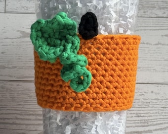Funda para taza de calabaza de ganchillo, funda reutilizable para taza de café de otoño hecha a mano