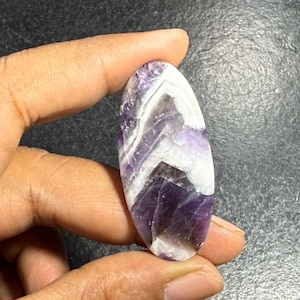 Natural Amethyst Cabochon 22x49mm | Purple Chevron Amethyst Gemstone | Polished Oval Loose Stone | Ruby Gems Exports