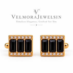 Natural Black Onyx Cufflinks for Men, 925 Sterling Silver Luxury Cufflinks, Black Gemstone Designer Cufflinks, Elegant Gift for Him