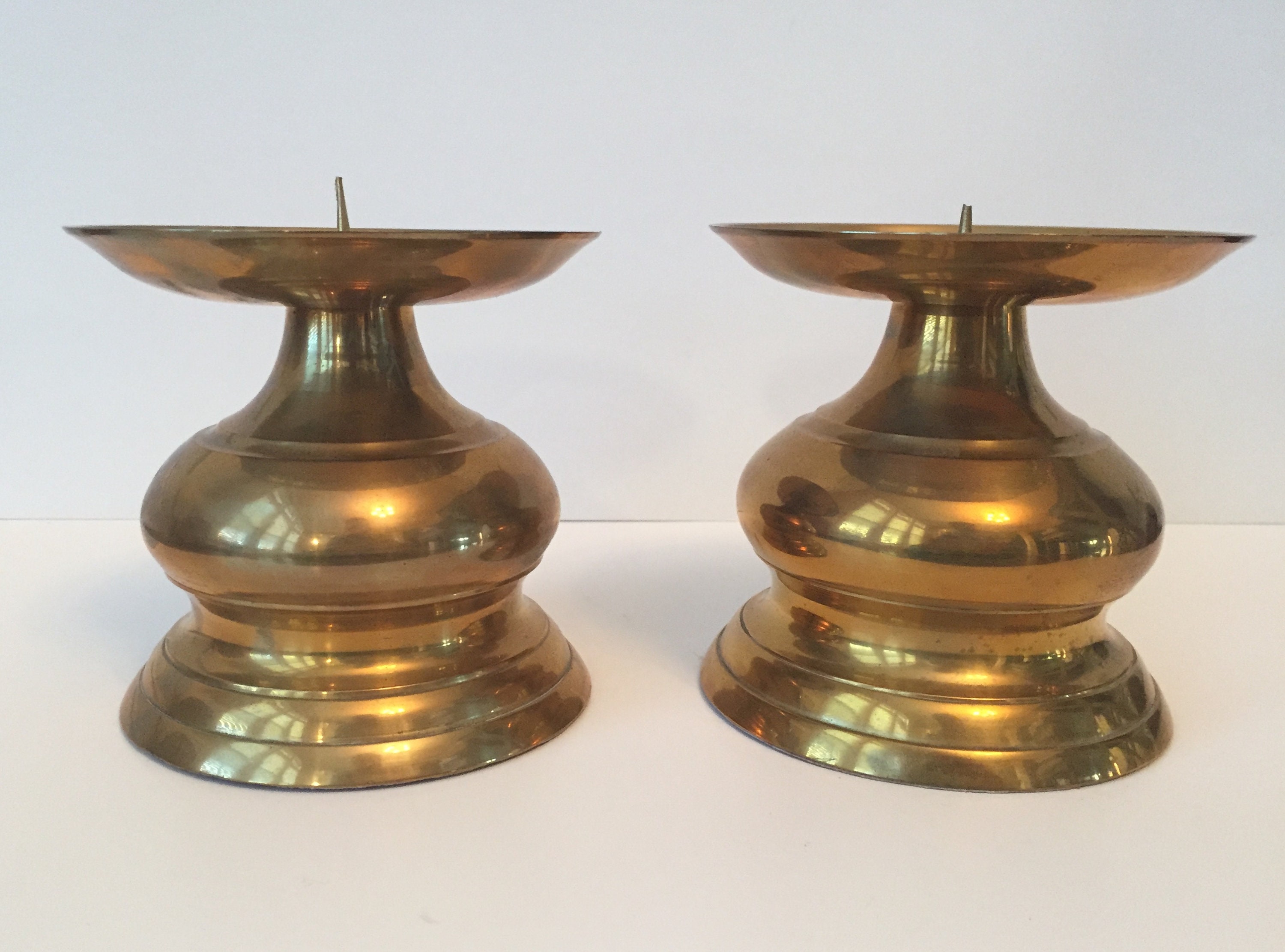 Pair of Vintage Brass Pillar Candle Holders India Etsy