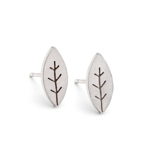 Tiny Handmade Silver Leaf Stud Earrings