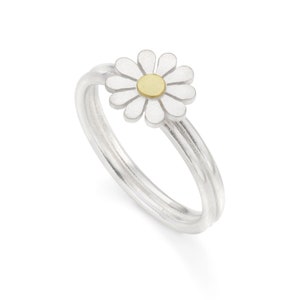 Teeny Daisy Ring in Solid Silver & 18ct Gold