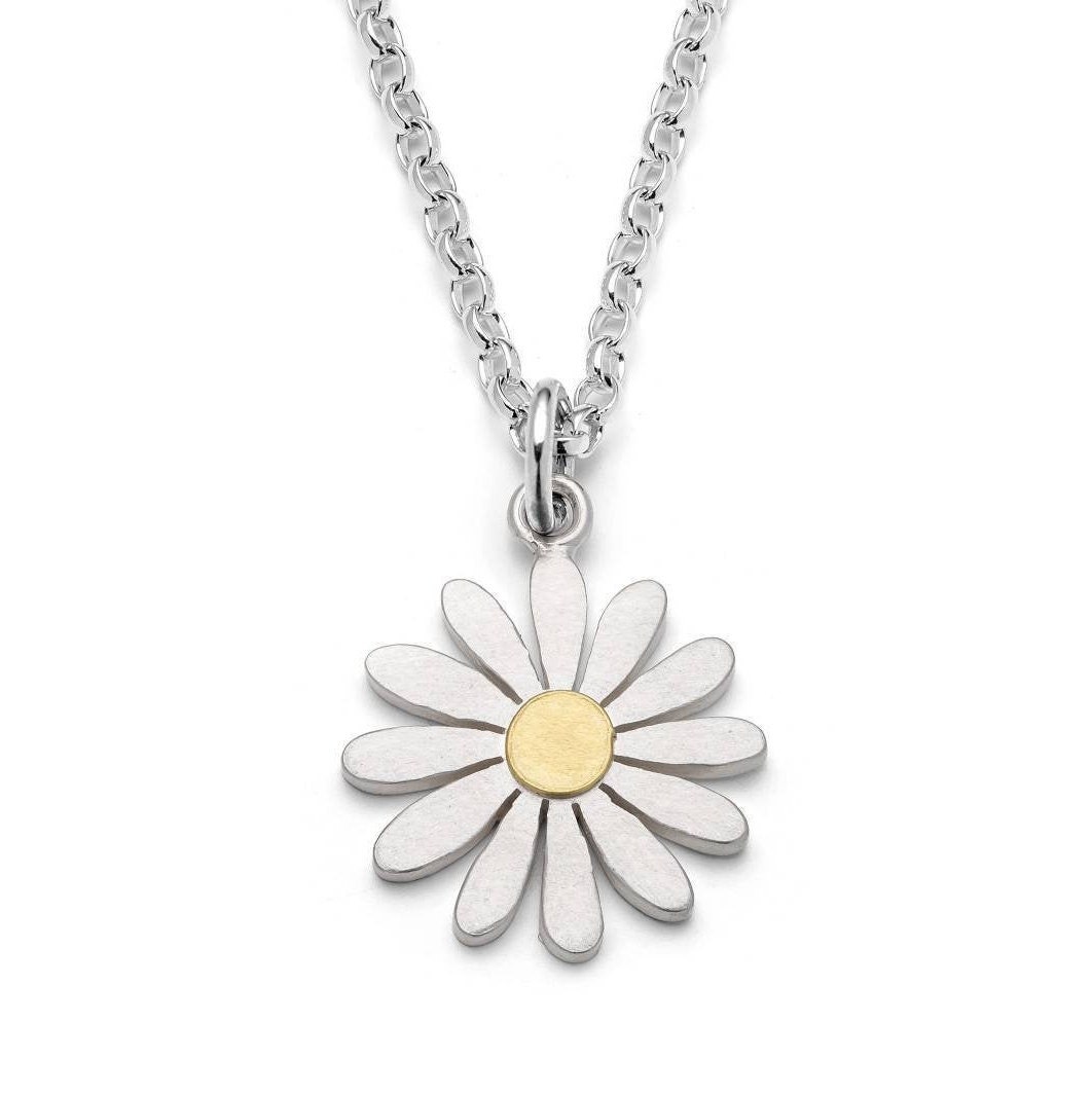 Aster Flower Recycled Wooden Necklace