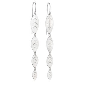 Silver statement leaf drop earrings
