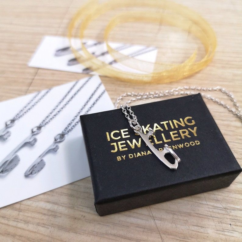 Double Silver Ice Skating Necklace Etsy