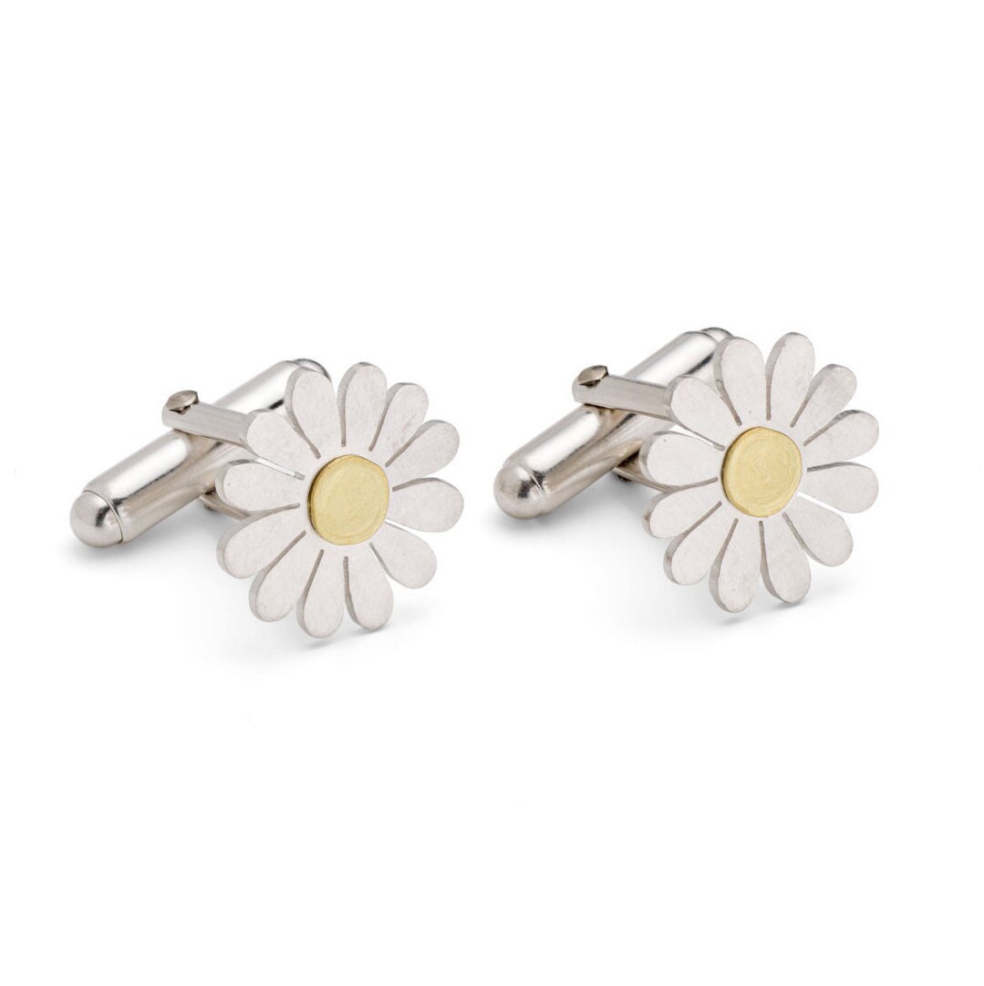 Daisy Cufflinks in Silver and 18ct Gold - Etsy UK