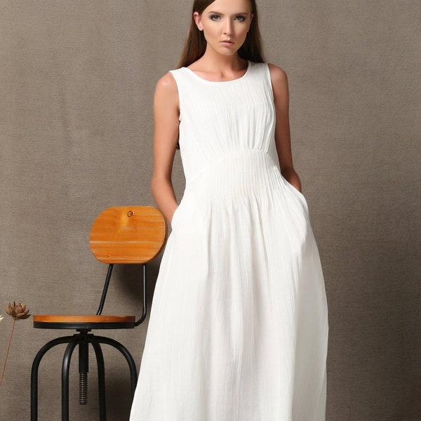 White Linen Dress - Etsy