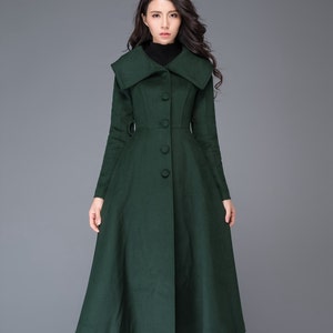 Green Princess wool coat, Wool coat women, long jacket for winter, winter wool coat, Belted Wool maxi coat, Handmade coat C998 image 3