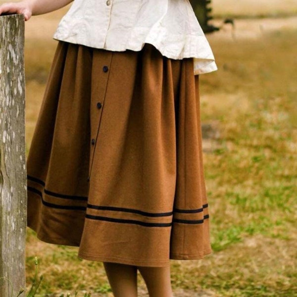 Midi Wool Skirt, Women wool Skirt, Swing Skirt, Button Skirt, High Waisted Skirt, Warm Winter Skirt, Handmade skirt women, Ylistyle C3787