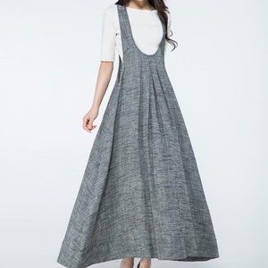 Linen dress, pinafore dress women, Linen dress with pockets, womens pinafore dress, linen dress long, plus size dress, summer dress C1057