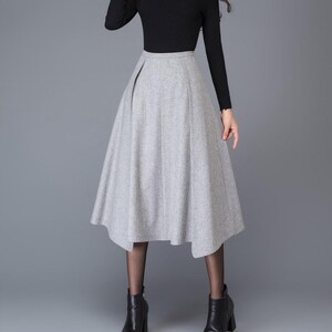 Asymmetrical Wool Skirt, Wool Midi Skirt, Midi Gray Wool Skirt, Autumn ...
