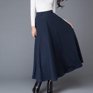 Wool skirt, Vintage skirt, maxi skirt, wool skirts, navy skirt, Circular Skirt, winter skirt, womens skirts, skirt, long wool skirt C1006.