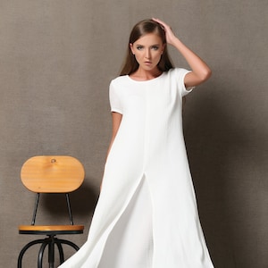White short sleeve maxi dress top