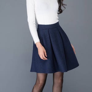 Mini Wool skirt, Blue wool skirt, womens wool skirt, Short wool skirt, Skater skirt, ladies skirts, Autumn winter skirt, Ylistyle C1036
