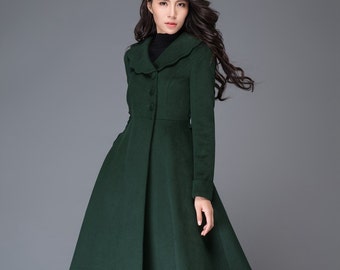 Green coat Wool coat Winter coat black friday sale trench