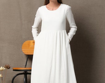 White Cotton Dress | Etsy