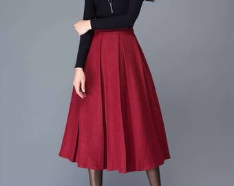 Wool skirt, Midi wool skirt, A-Line Pleated wool skirt, women skirts, Warm winter skirt, long skirt, autumn winter skirt, Ylistyle C1032