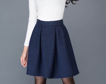 Mini Wool skirt, Blue wool skirt, womens skirt, Short wool skirt, Short wool skirt, ladies skirts, Autumn winter skirt, Ylistyle C1036
