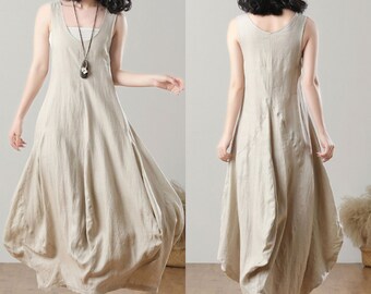 Linen dress, Maxi linen dress, Women Summer Dress, Sleeveless Linen Dress, Loose Linen Dress, Casual Linen Dress, Custom Dress C3208