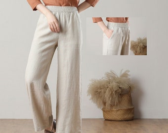 Linen Pants, Wide Leg Pants, High Waist pants, Long Linen Pants, Women Spring Pants, Loose Linen Pants, Casual Pants, Custom Pants C3216