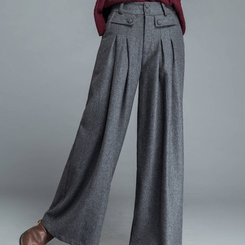 Maxi Pants Gray Pants Wool Pants Winter Womens Pants Warm | Etsy