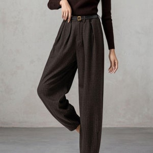 Wool Harem Pants, Long Wool Pants Women, Autumn Winter Pants, Elastic Waist Pants, Womens Pants, Loose Fitting Pants, Made to Order C3588