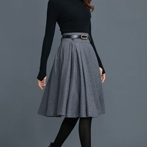 Knee Length Circle Wool Skirt for Women, Pleated Winter Skirt, Skater ...