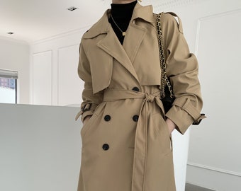Khaki Trench Coat for Women, Relaxed Trench Coat With Belt,oversize Classic Trench Coat for Fall and Spring,ivory Coat, Lined Coat H0053 - Etsy Khaki Trench Coat for Women, Relaxed Trench Coat With Belt,oversize Classic Trench Coat for Fall and Spring,ivory Coat, Lined Coat H0053 - Etsy